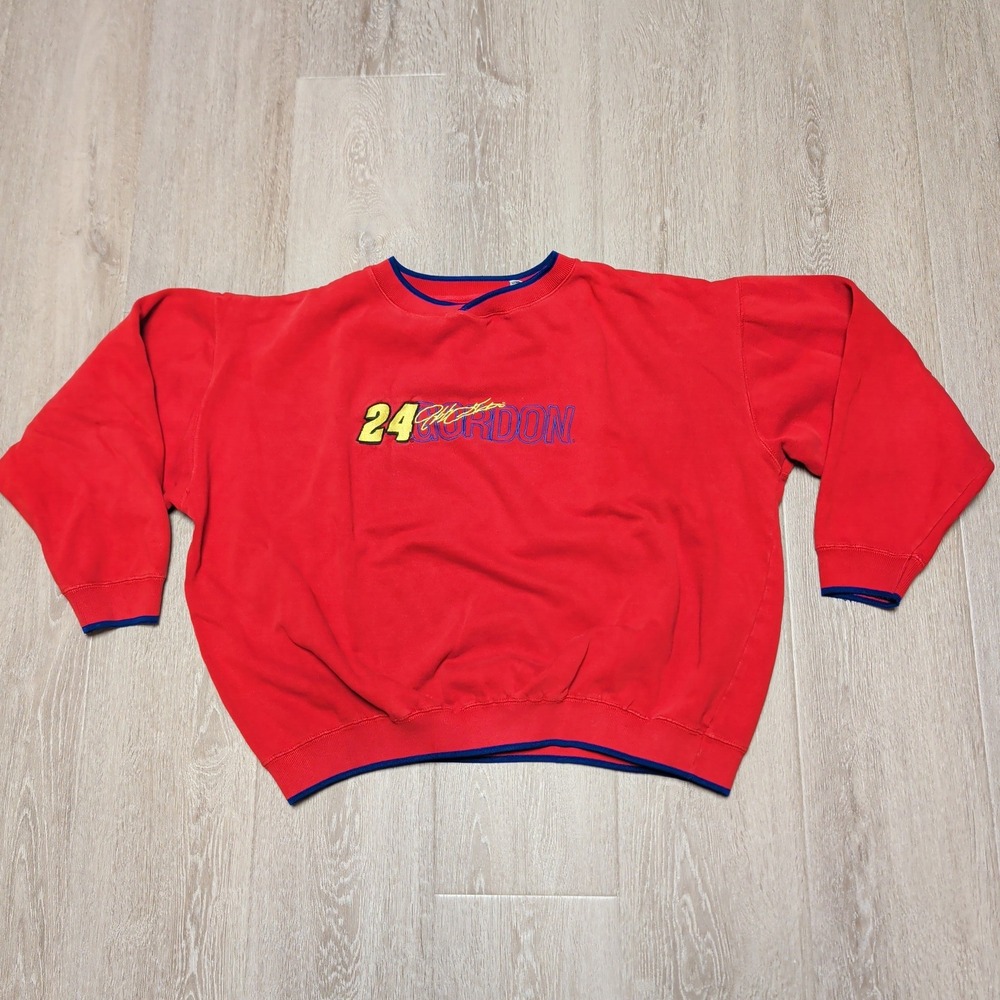 Vintage Competitors View Jeff Gordon Sweatshirt Mens L Red NASCAR 24 Racing Boxy